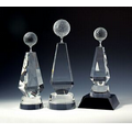 10" Golf Optical Crystal Award w/ Round Base